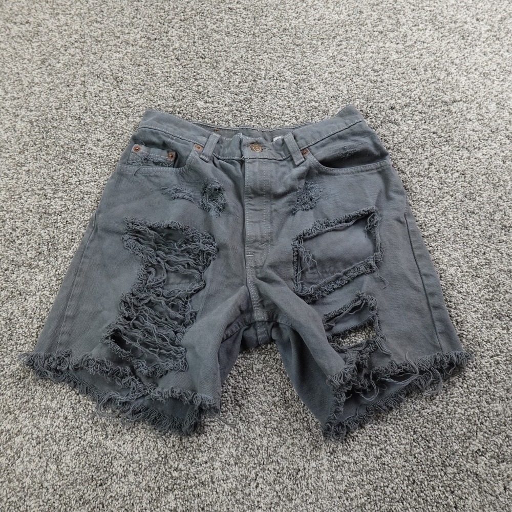 VTG Levis Shorts Womens 9 Black Gray Denim Jean Jorts 550 Relaxed Grunge 90s USA